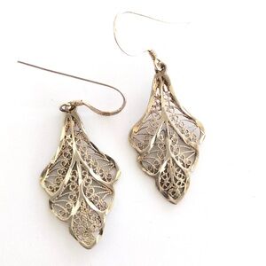 Sterling Silver Filigree Leaf Earrings